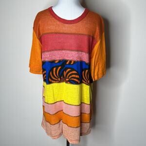 Junya Watanabe Comme des Garçons Orange Knit Striped Panel Linen 
Top